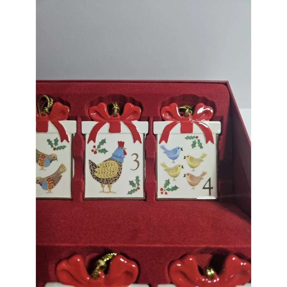 Lenox 12 Days of Christmas 12 PC Ornament Set Porcelain Gift Box Complete